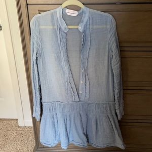 See by Chloe Baby Blue Shear Smocked Shirt Dress, size L!